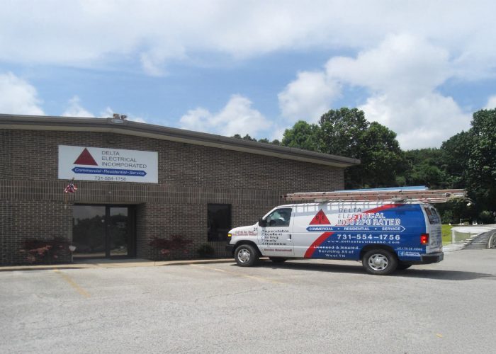 Delta Electrical Van in front of Delta Electrical Office